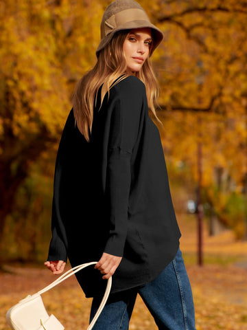 ✨Gorąca wyprzedaż⭐damski sweter z dzianiny o nieregularnym, oversize&#39;owym rękawie typu Dolman
