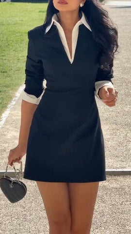 Damska sukienka do dojazdów do pracy z klapami