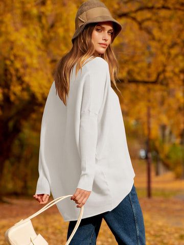 ✨Gorąca wyprzedaż⭐damski sweter z dzianiny o nieregularnym, oversize&#39;owym rękawie typu Dolman
