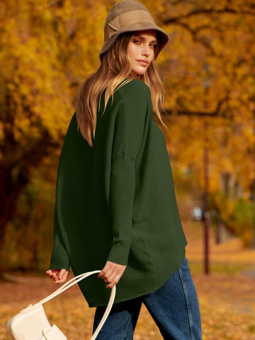 ✨Gorąca wyprzedaż⭐damski sweter z dzianiny o nieregularnym, oversize&#39;owym rękawie typu Dolman