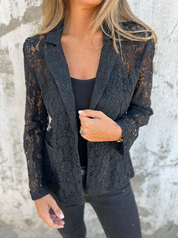 Blazer wykonany z ciągłej koronkowej siatki