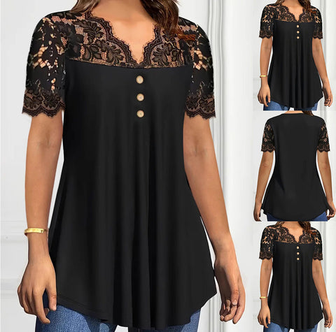 Damska koronkowa koszulka z dekoltem w serek