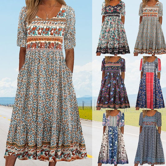 49% zniżki elegancka bohemijska sukienka drukarska