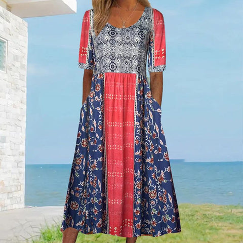 49% zniżki elegancka bohemijska sukienka drukarska