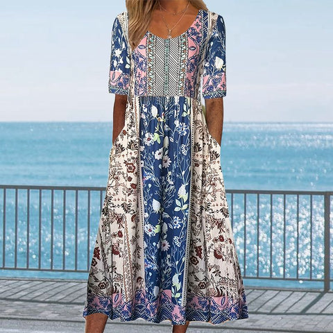 49% zniżki elegancka bohemijska sukienka drukarska