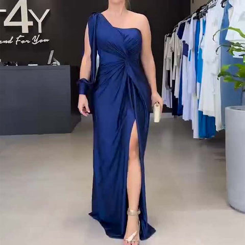 Damska elegancka sukienka na jedno ramię