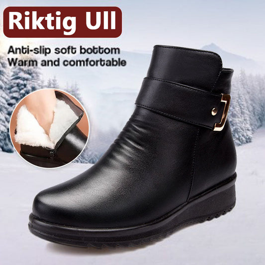 Aksamitne buty z prawdziwej skóry z metalową klamrą