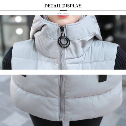 Damska kamizelka bez rękawów, wyściełana bawełną, zapinana na zamek