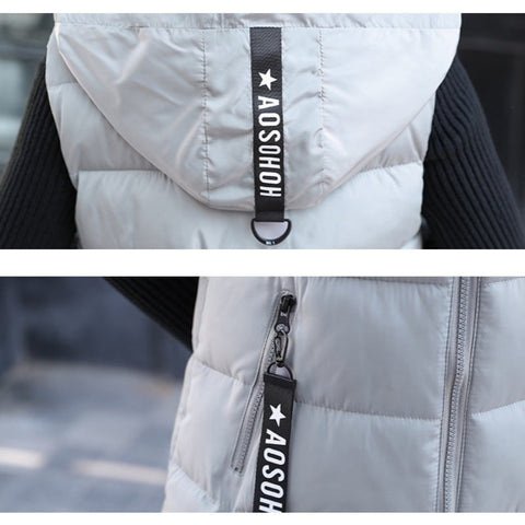 Damska kamizelka bez rękawów, wyściełana bawełną, zapinana na zamek