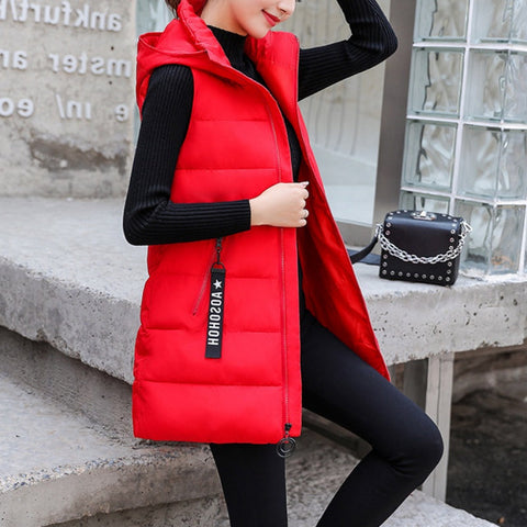 Damska kamizelka bez rękawów, wyściełana bawełną, zapinana na zamek