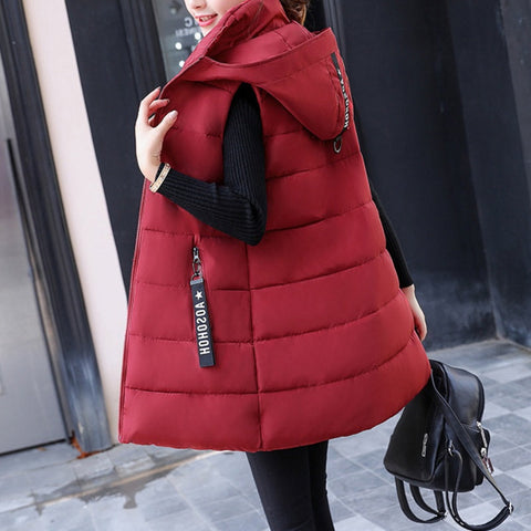 Damska kamizelka bez rękawów, wyściełana bawełną, zapinana na zamek