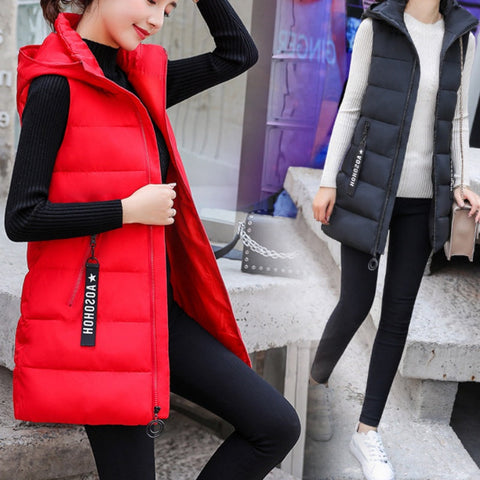 Damska kamizelka bez rękawów, wyściełana bawełną, zapinana na zamek