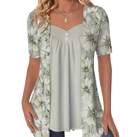 2025 Nowe produkty 👚Top Patchwork Floral nieregularne dla kobiet