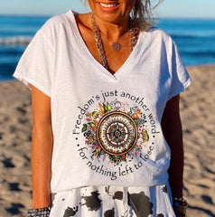 🌺Damski T-shirt z nadrukiem i dekoltem w kształcie litery V🌺Druk cyfrowy 3D
