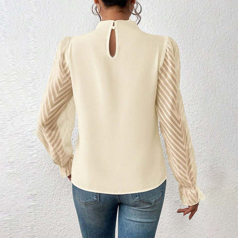 Damska koszulka na jesień 2023 w nowej fali z szyfonu z długim rękawem