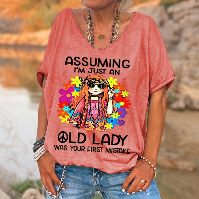 🌺Damski T-shirt z nadrukiem i dekoltem w kształcie litery V🌺Druk cyfrowy 3D